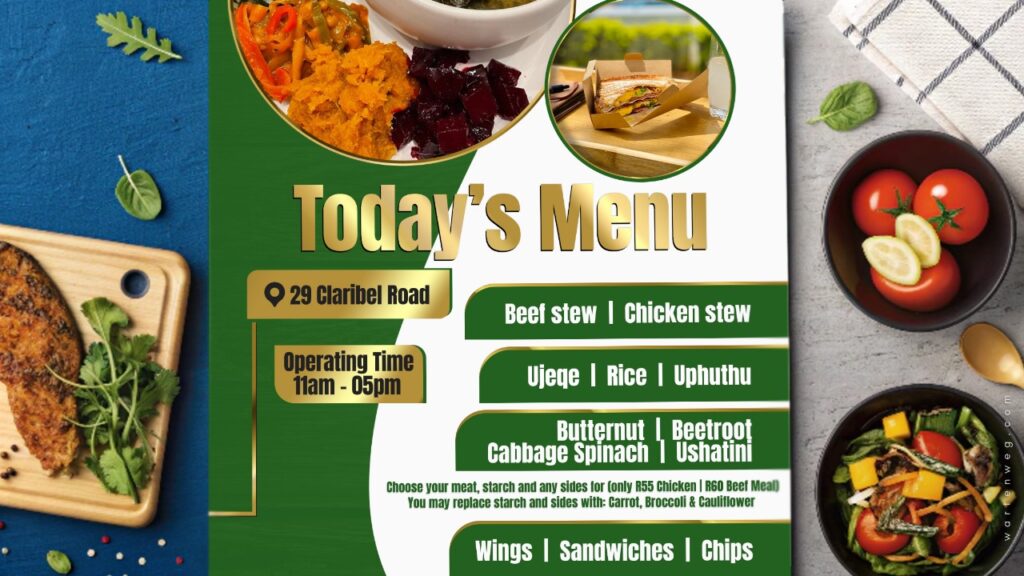 Restaurant Flyer Photoshop Tutorial | Food Flyer Design 5 South Africa Graphic Design Warten Weg Restaurant Flyer Design Photoshop Tutorial for Kasi Restaurants