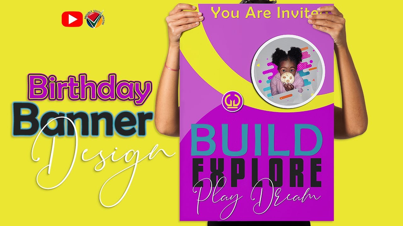 Design Birthday Banner Invitation Card In Adobe Photoshop | Free PSD Files